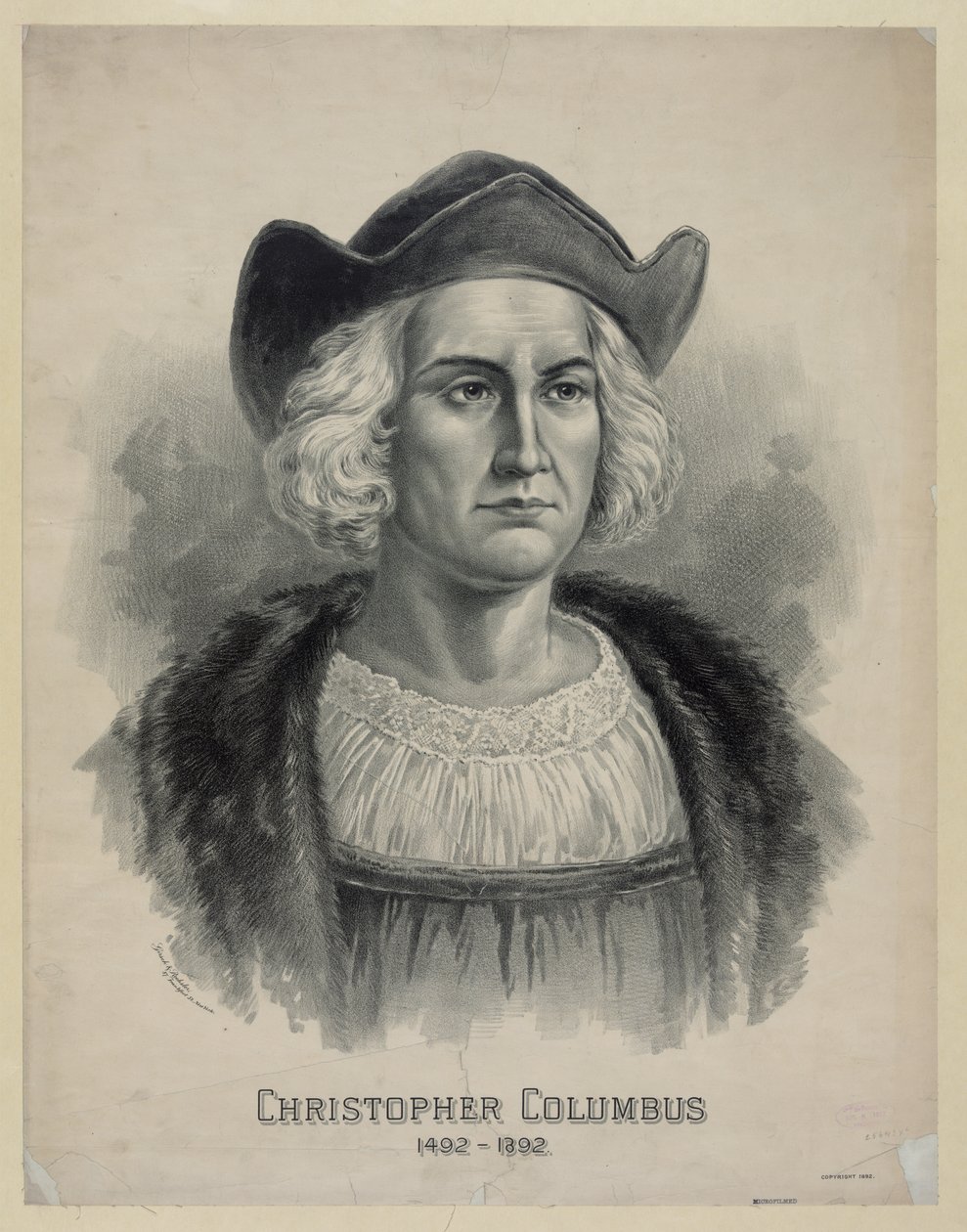 Kolumbusz Kristóf (1451 - 1506) portréja, 1892 körül (litográfia) alkotó: Unbekannt