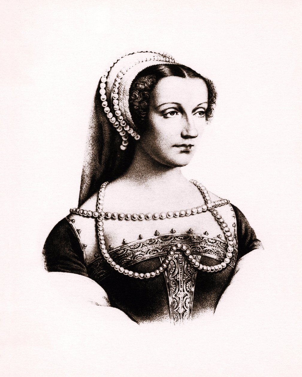 Claude de France (1490-1524) francia királyné portréja, metszet, kk. alkotó: Unbekannter Künstler