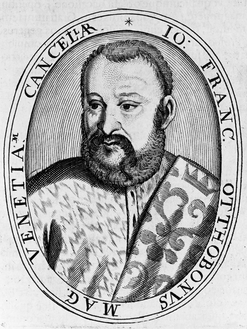 Francesco Ottoboni (XVI. század), velencei nagykancellár portréja, metszet alkotó: William M. Timlin