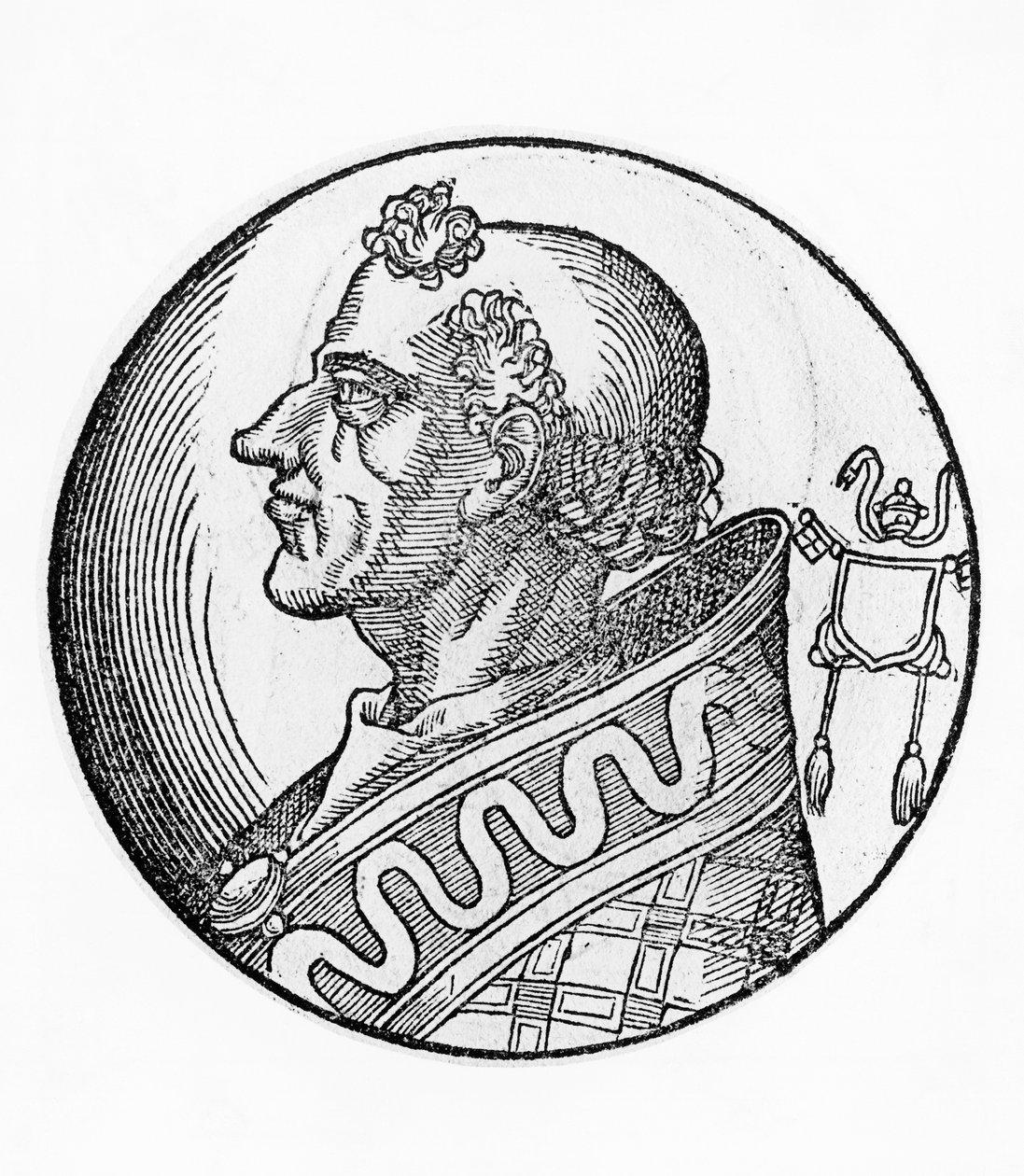 János portréja (Mercurius of Projectus, meghalt 535-ben), a katolikus egyház 56. pápája 533-ból, metszet alkotó: William M. Timlin