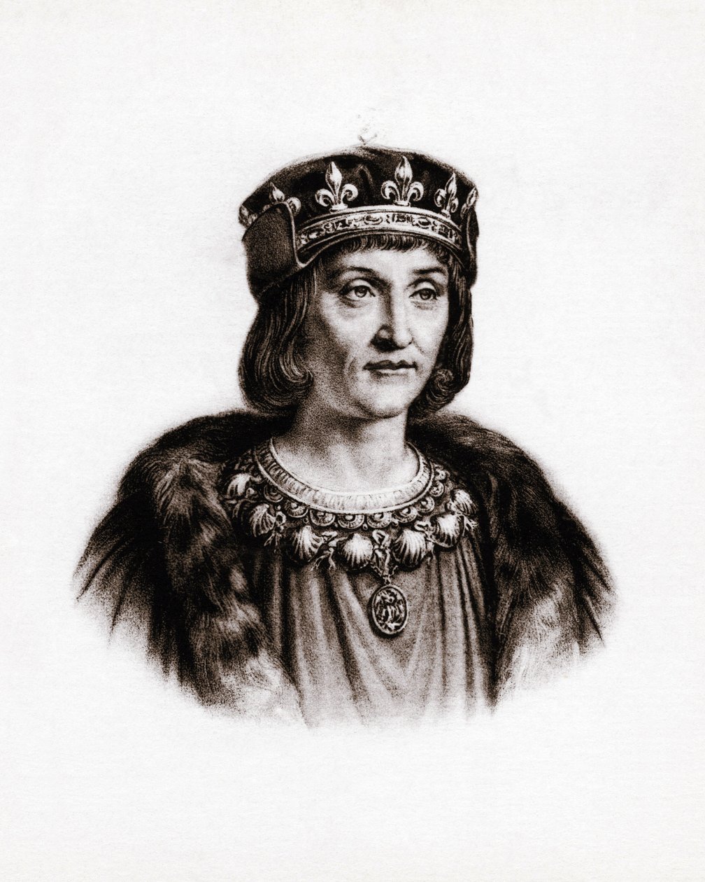 XII. Lajos (1462-1515) francia király portréja. Metszet alkotó: Unbekannter Künstler