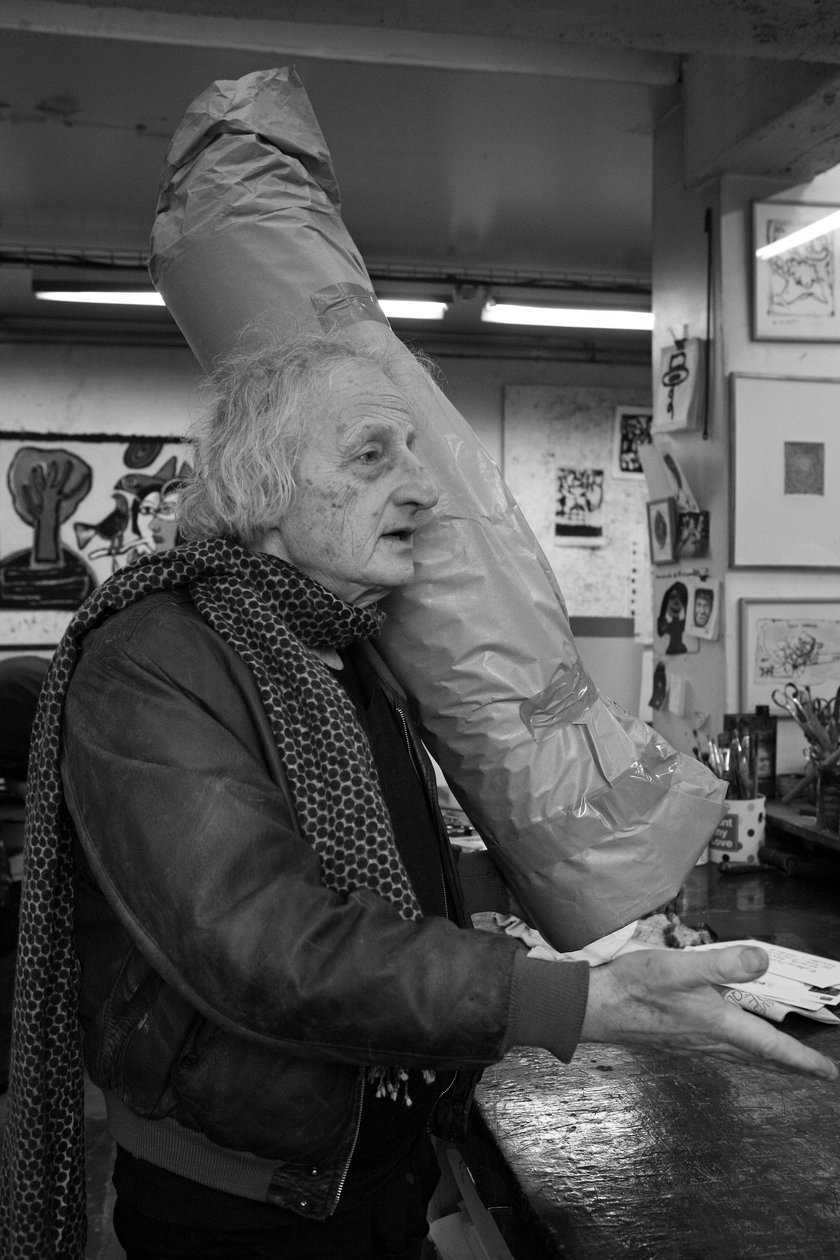 Michel Haas francia festő portréja. Pasnic gravírozó műhely Párizsban 2009-ben. alkotó: Unbekannt