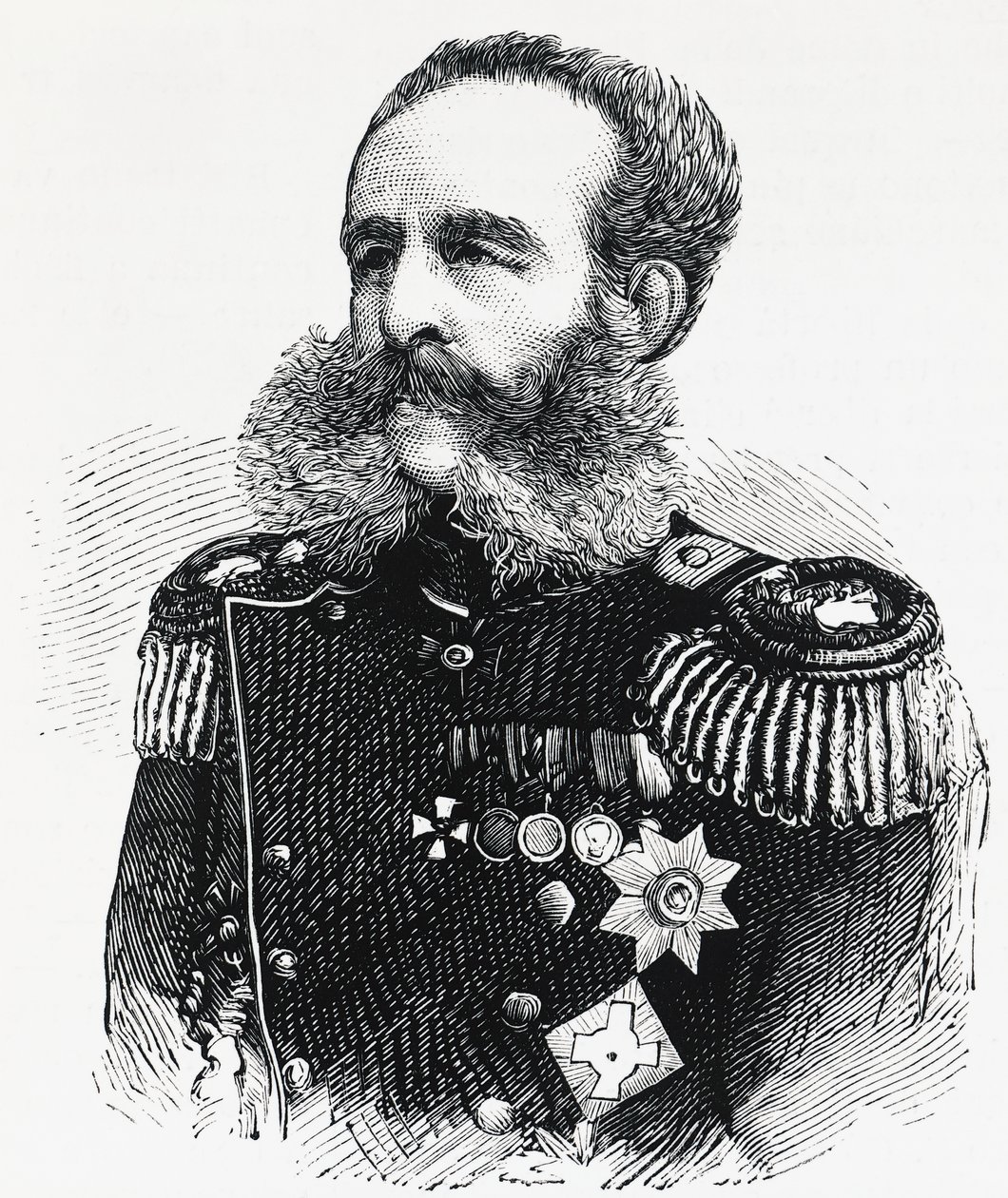 Dmitrij Ivanovics Szvjatopolk-Mirszkij herceg (1825-1899), orosz tábornok portréja, metszet alkotó: William M. Timlin