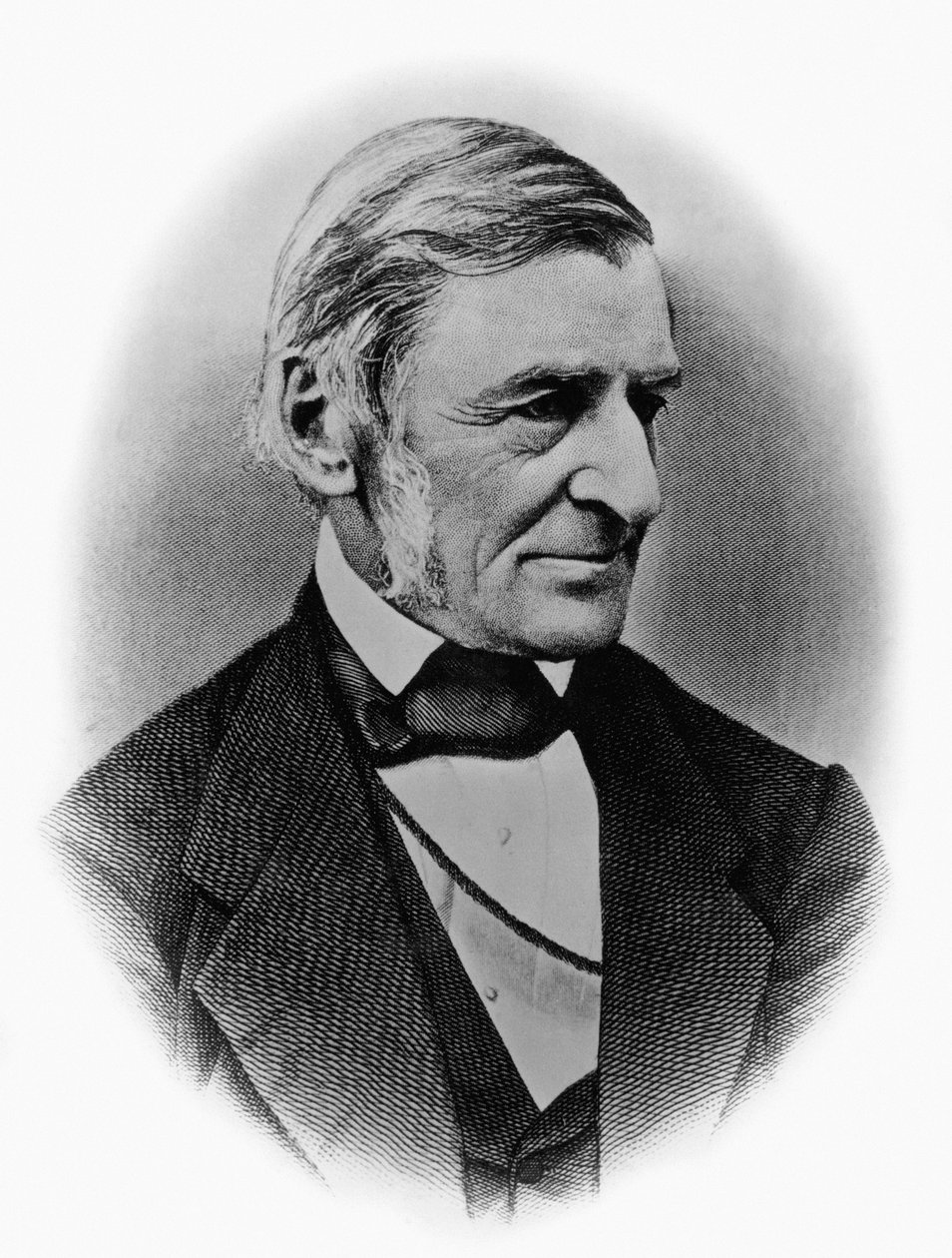 Ralph Waldo Emerson (1803-1882), amerikai filozófus, költő, író, esszéista és a transzcendentalista mozgalom egyik alapítója portréja, metszet fénykép után alkotó: William M. Timlin