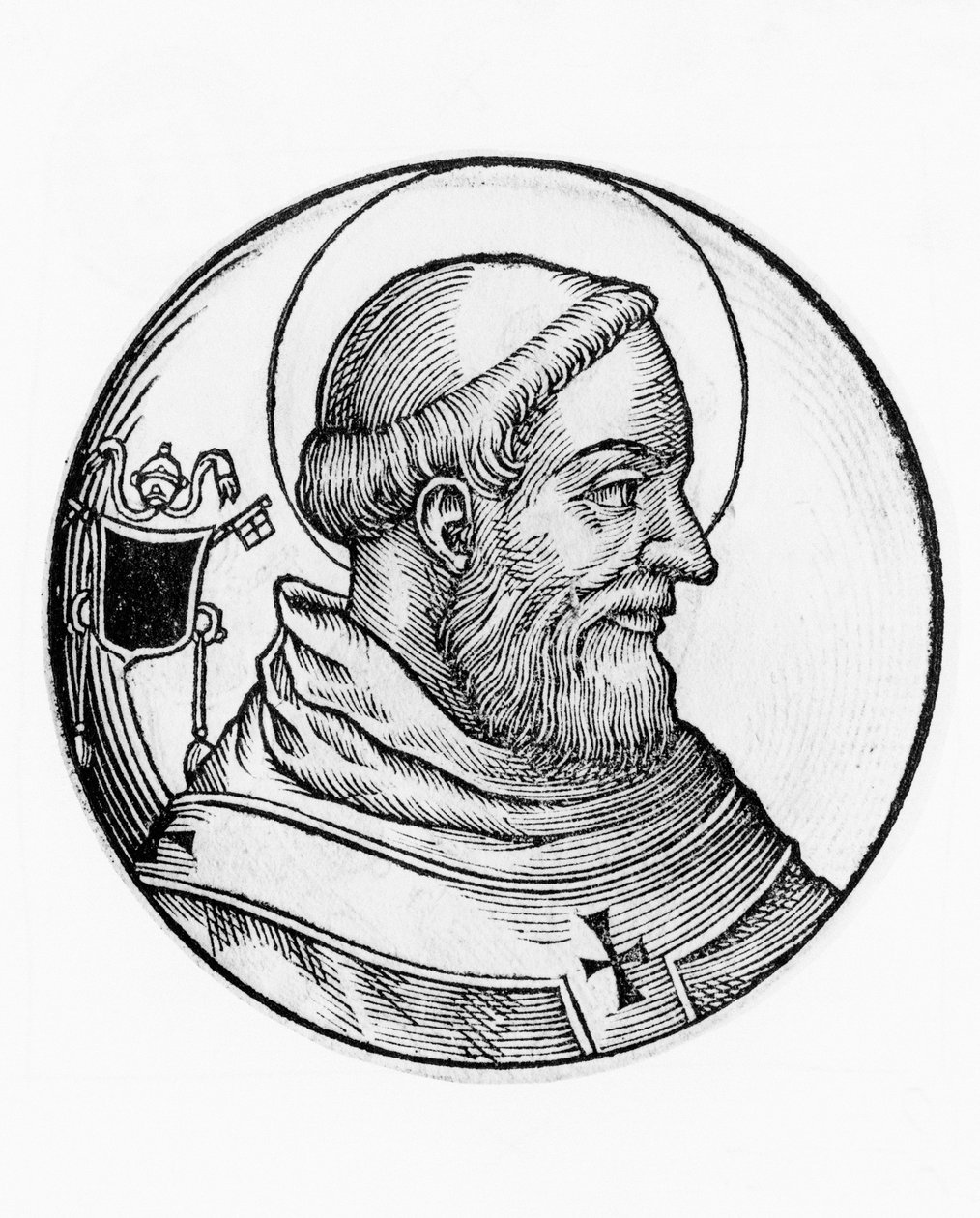 II. Szent Leó (meghalt 683-ban), a katolikus templom 80. pápája portréja 682-ből, metszet alkotó: William M. Timlin