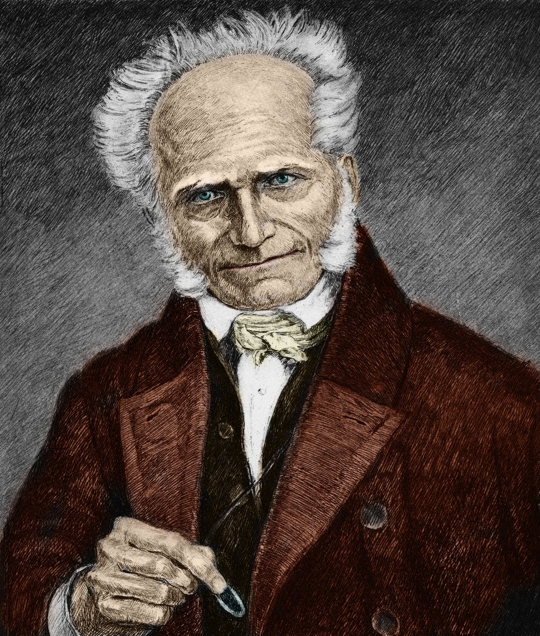 Arthur Schopenhauer (1788-1860) német filozófus portréja. 19. század (metszet). alkotó: Unbekannter Künstler