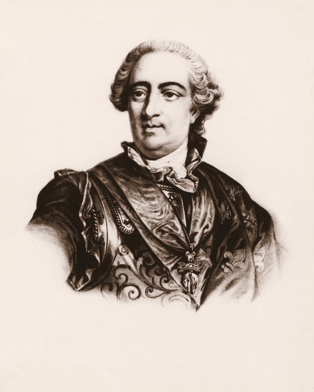 XV. Lajos francia király portréja (1710-1774) 19. századi metszet alkotó: Unbekannter Künstler