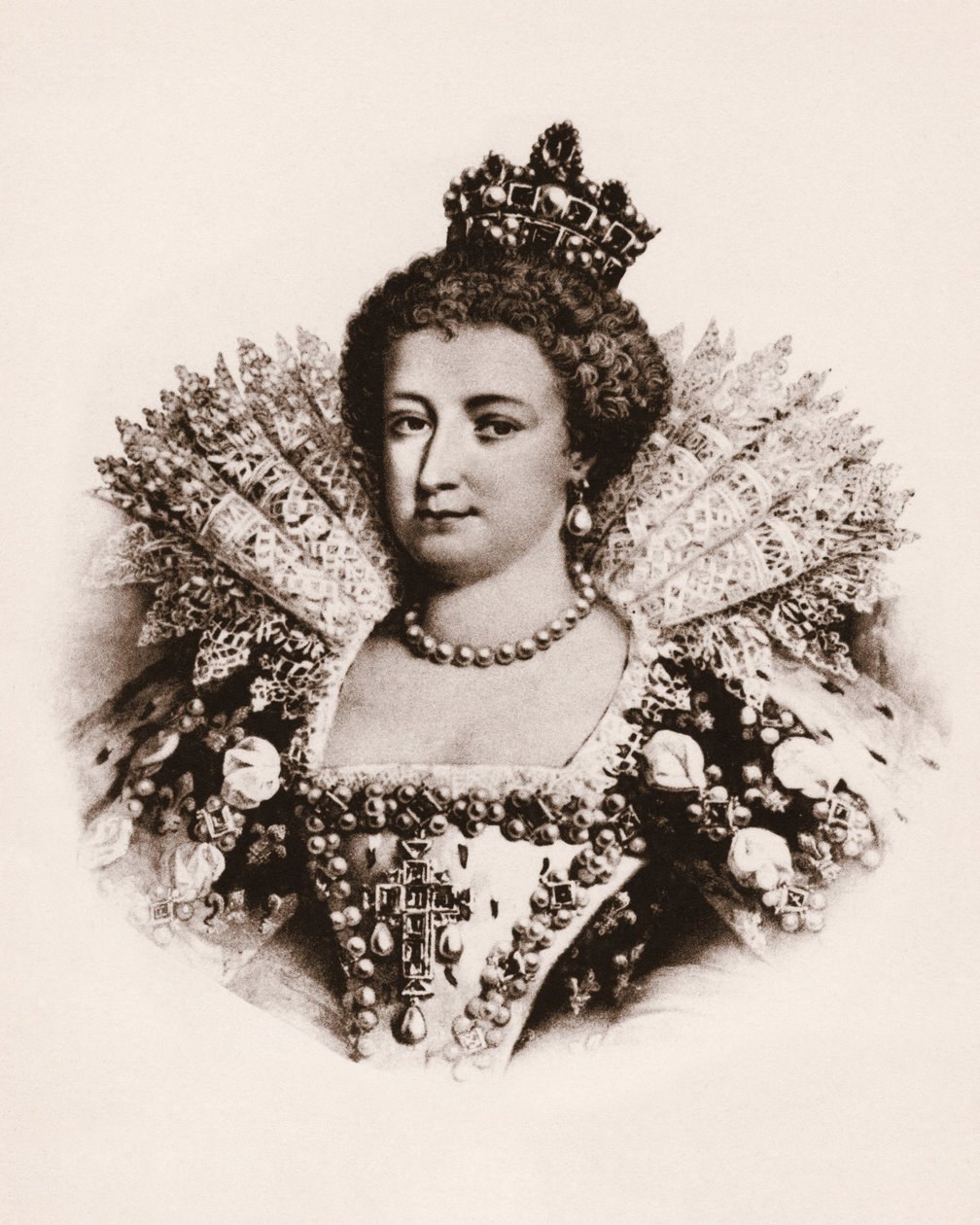 Marie de Medicis (1576-1642) francia királyné portréja 19. századi metszet alkotó: Unbekannter Künstler