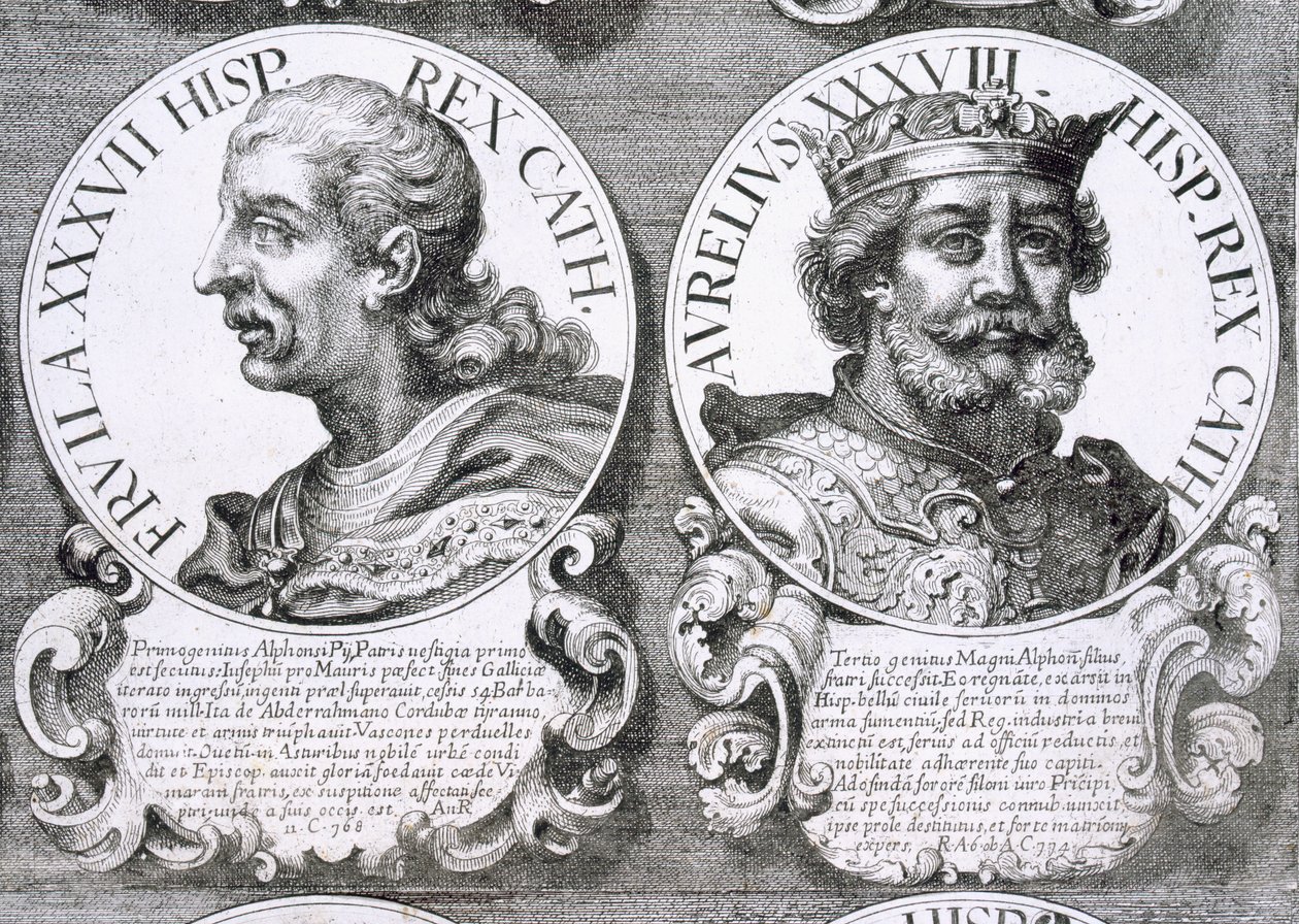 I. Fruela és Asturias Aurelius portréi (litho) alkotó: Unbekannt