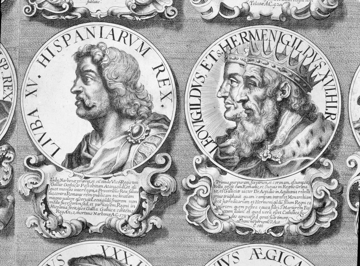 I. Liuva, Liuvigild és Hermenegild portréi (litho) alkotó: Unbekannt