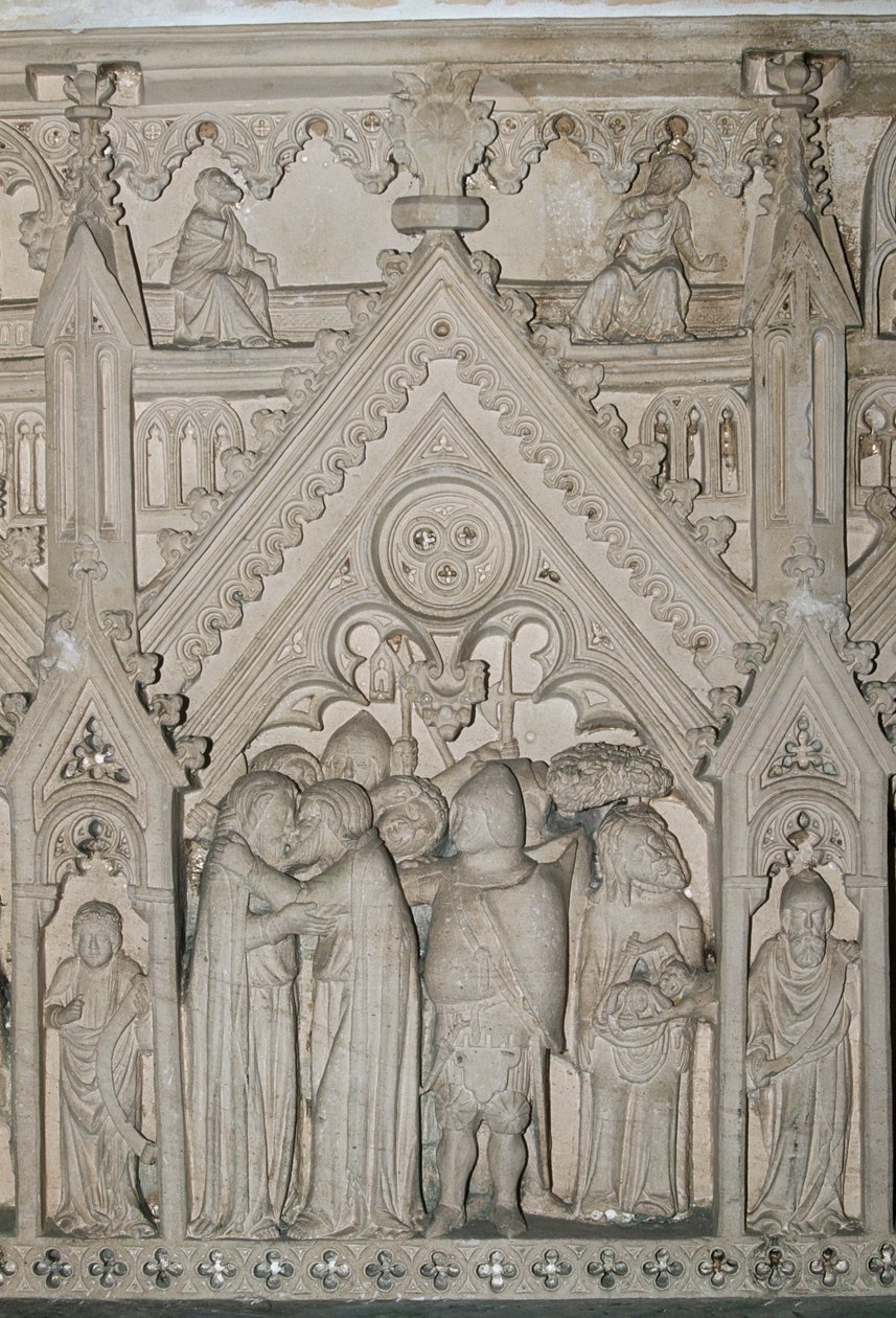 Portugália, Estremadura régió, Leiria körzet, Alcobaca, Szent Mária kolostor, Ines de Castro (1320-1355) sírjának részlete alkotó: William Jennys