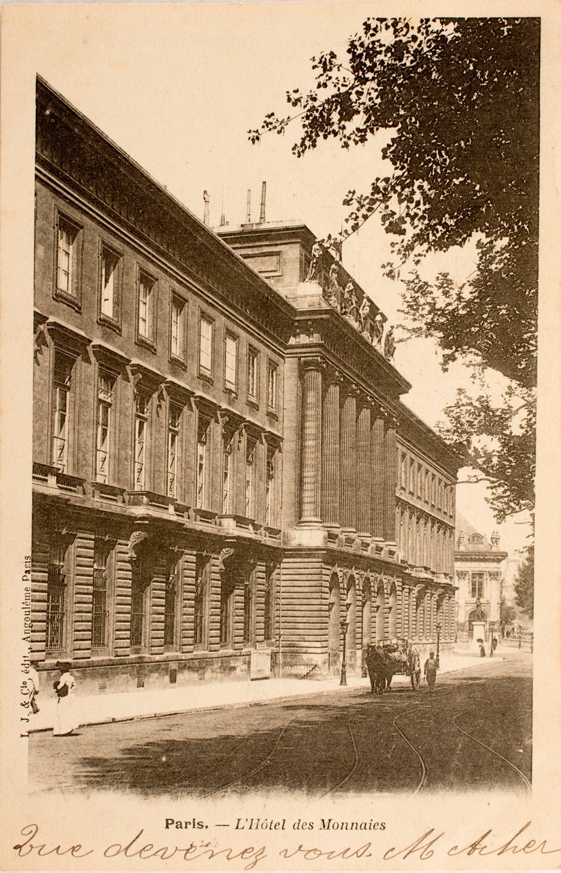 Képeslap/Hotel des Monnins/Párizs/Seine/Ile de France/Franciaország alkotó: William M. Timlin
