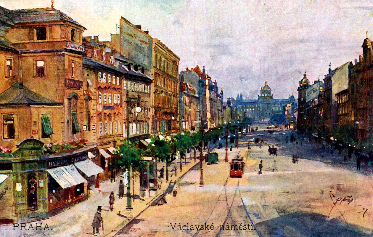 Prága: Vencel tér (Vaclavske namesti) alkotó: Unbekannter Künstler