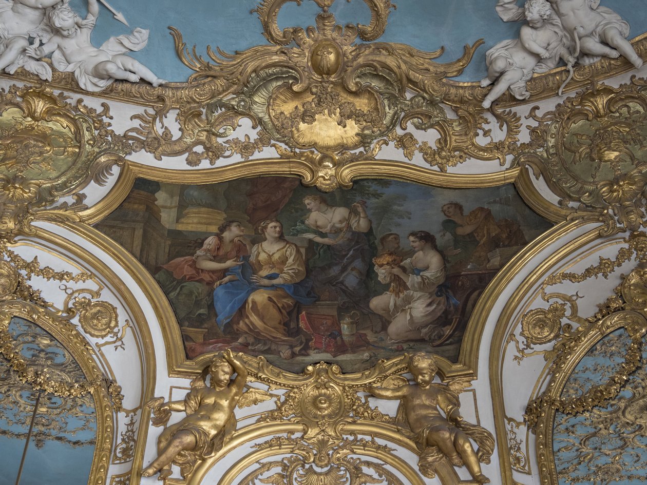 Psyche megmutatja trezorait a nővéreinek. Charles Joseph Natoire (1700-1777) festménye alkotó: Unbekannt