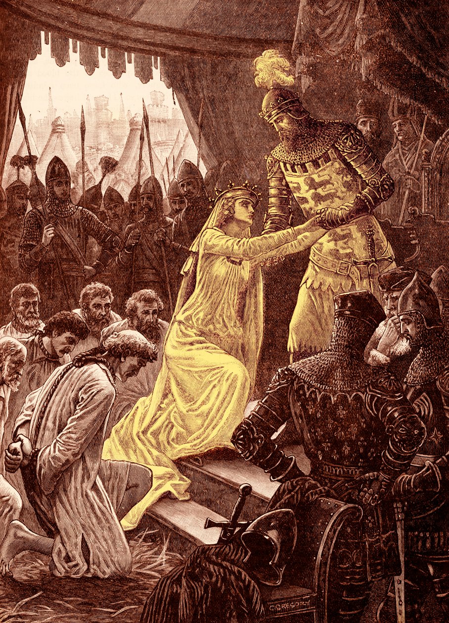 „Fülöpö királynő közbenjáró a calais-i polgárokért” 1347-ben (metszet) alkotó: Unbekannter Künstler