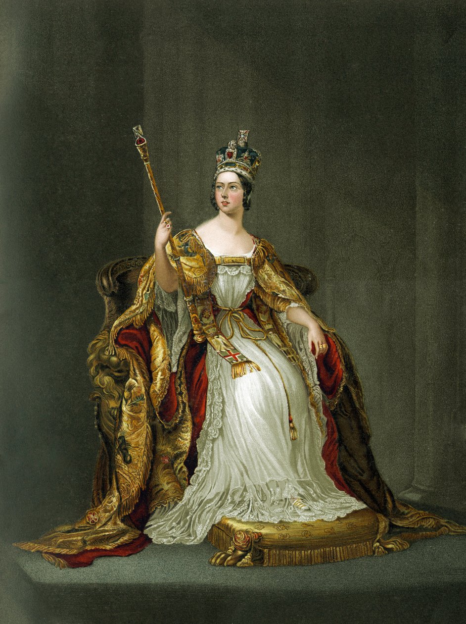 Viktória angol királynő koronázási palástjában 1837-ben alkotó: Unbekannter Künstler