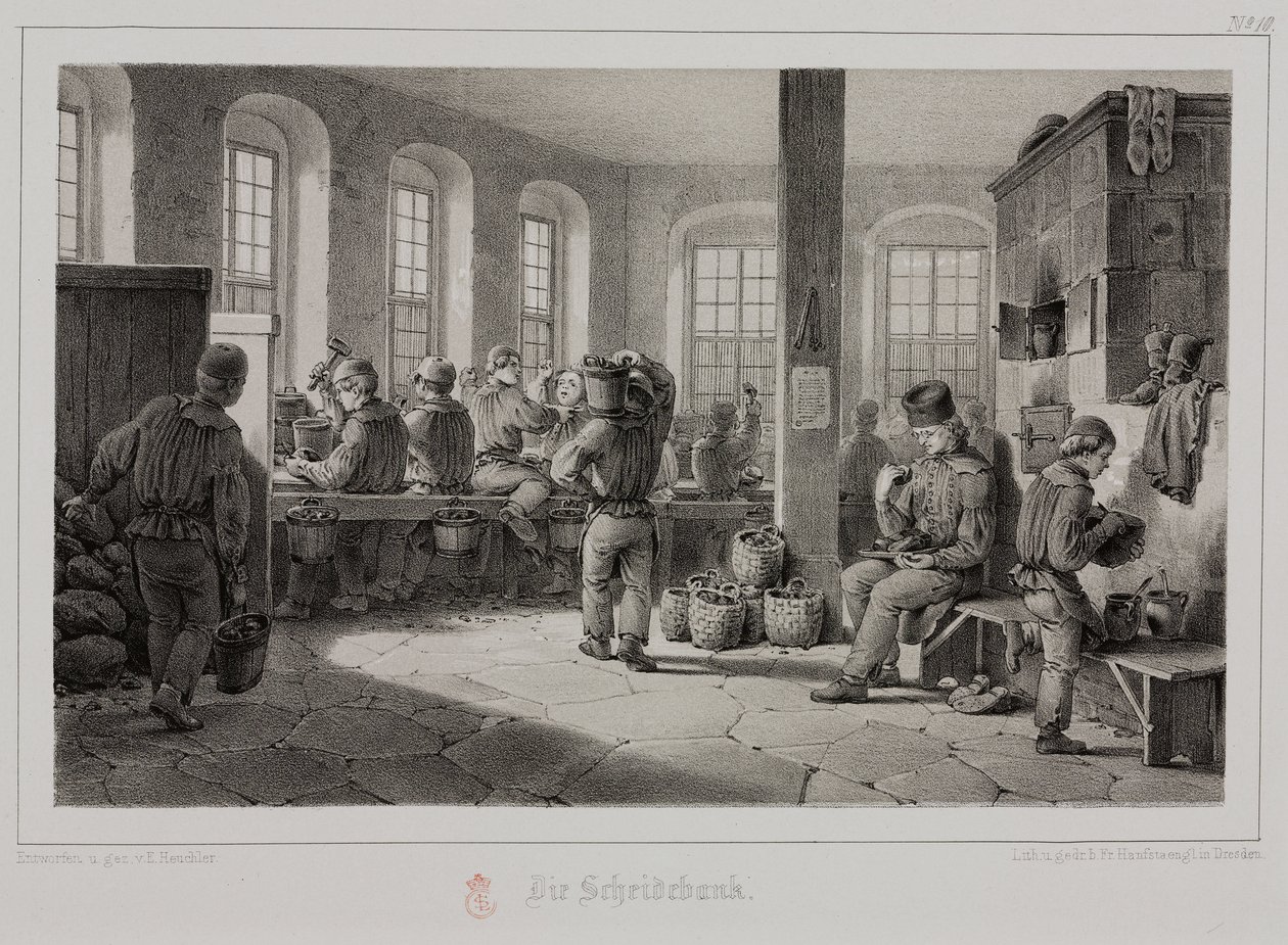 Nyersanyag-feldolgozás, Kohászat fémérc-feldolgozás, Németország, 1851. alkotó: Unbekannt