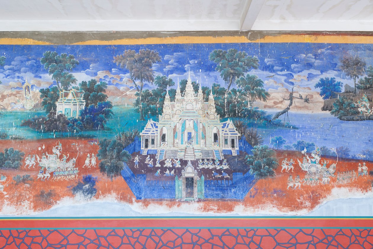 Reamker-freskók a kambodzsai Phnom Penh királyi palotakomplexumának falait díszítő (fotó) alkotó: Unbekannter Künstler