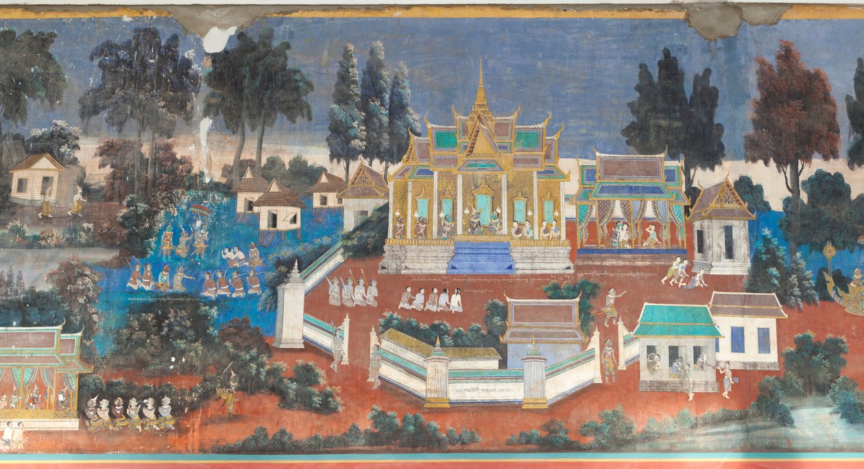 Reamker-freskók a kambodzsai Phnom Penh királyi palotakomplexumának falait díszítő (fotó) alkotó: Unbekannter Künstler