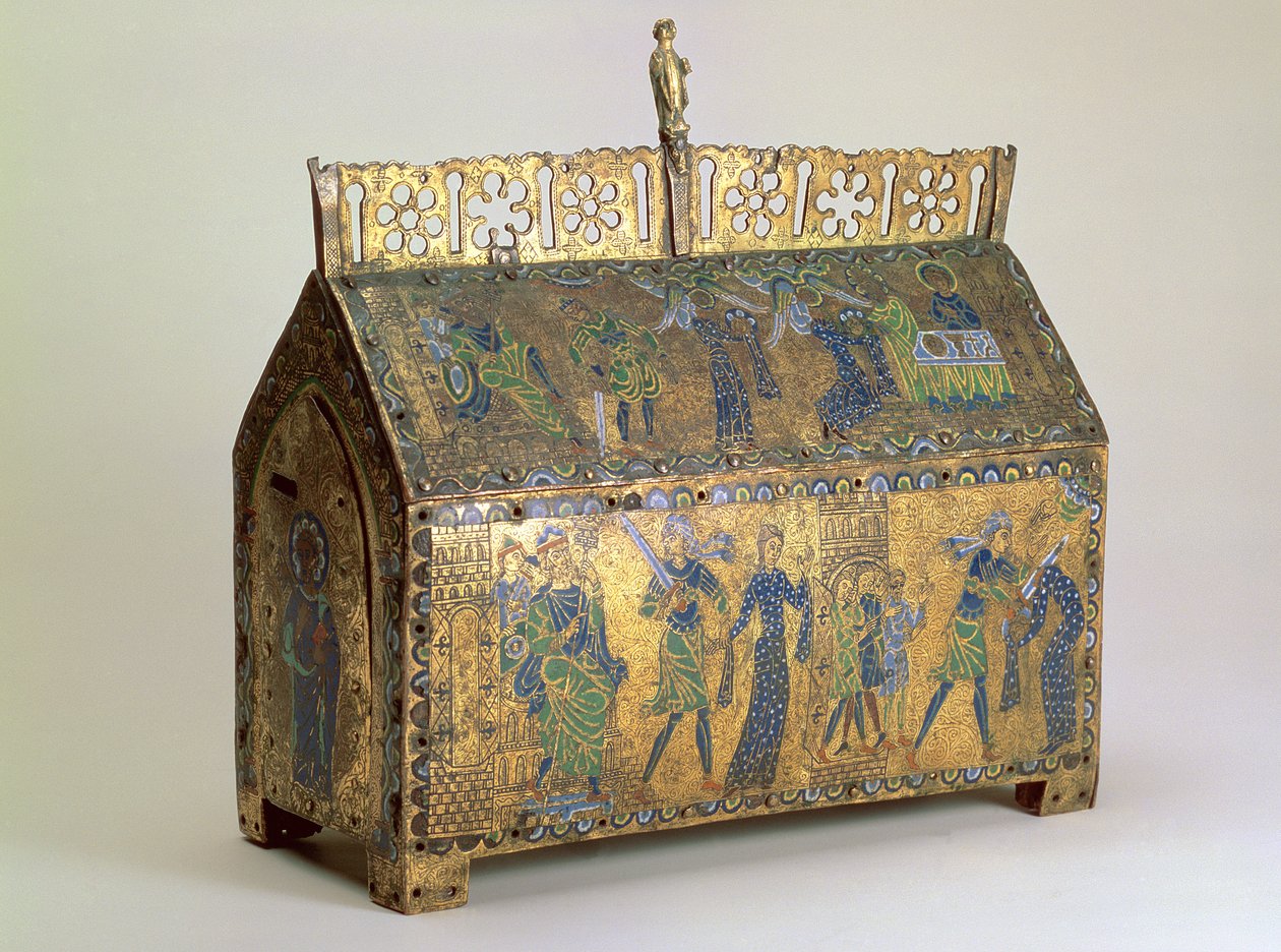 ereklyekoporsó Szent Valéria életének jeleneteivel, Limoges, 1175 körül (fa, réz aranyozás és paszpartu zománc) alkotó: Unbekannt