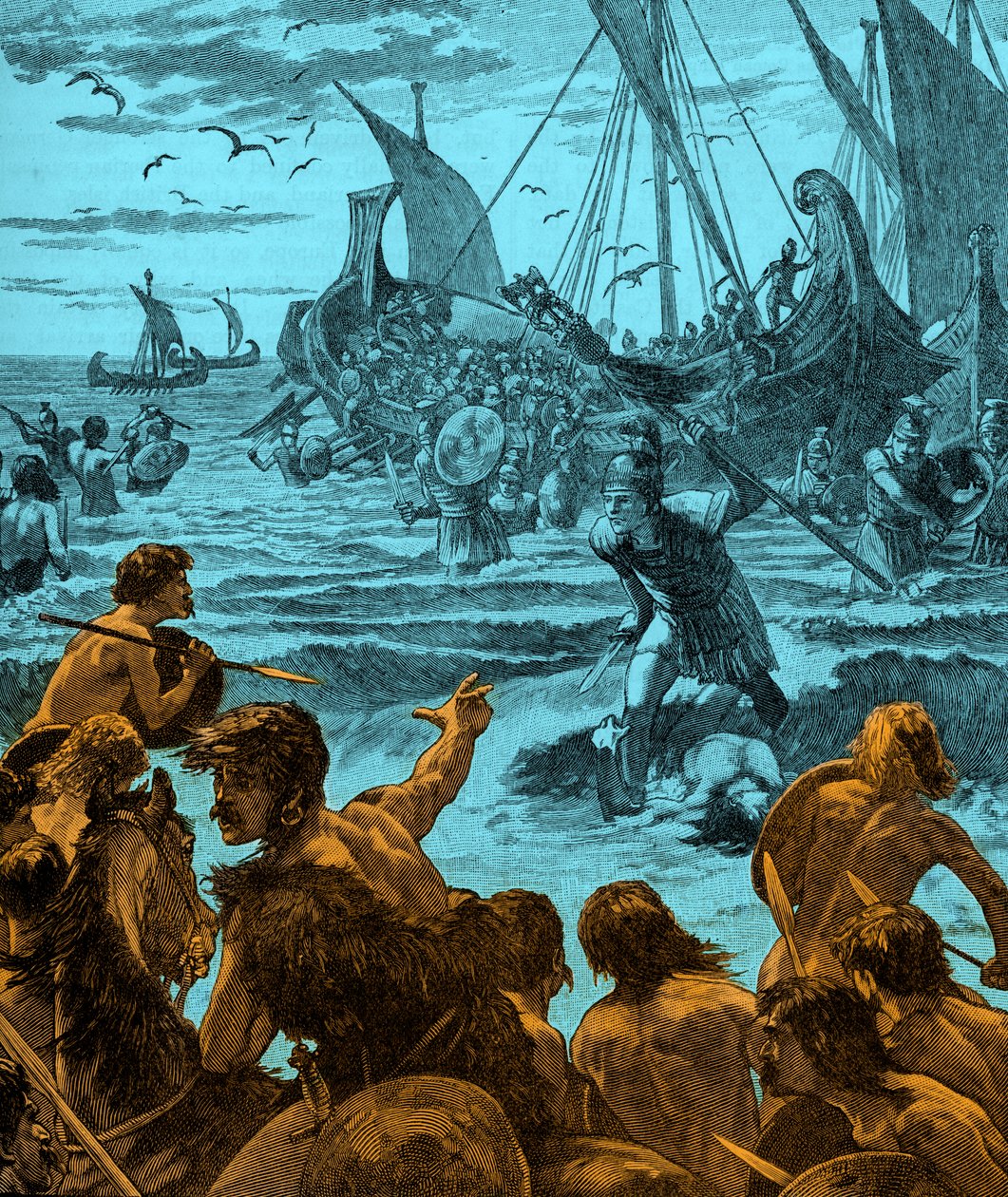 Britannia római inváziója - 20. század eleji illusztráció alkotó: Unbekannter Künstler