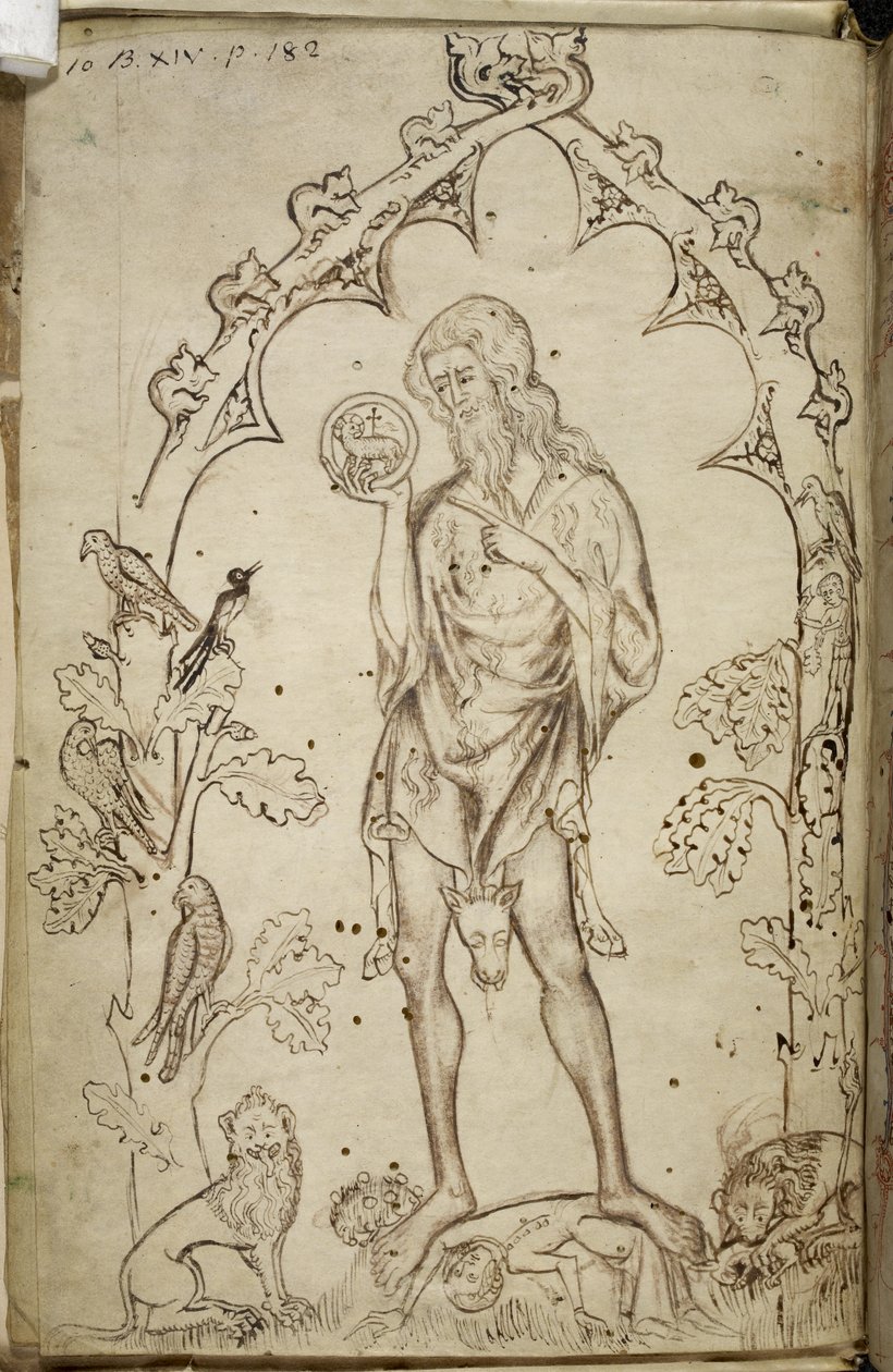 Royal MS 10 B XIV f.3 Keresztelő Szent János (toll és tinta papíron) alkotó: Unbekannter Künstler