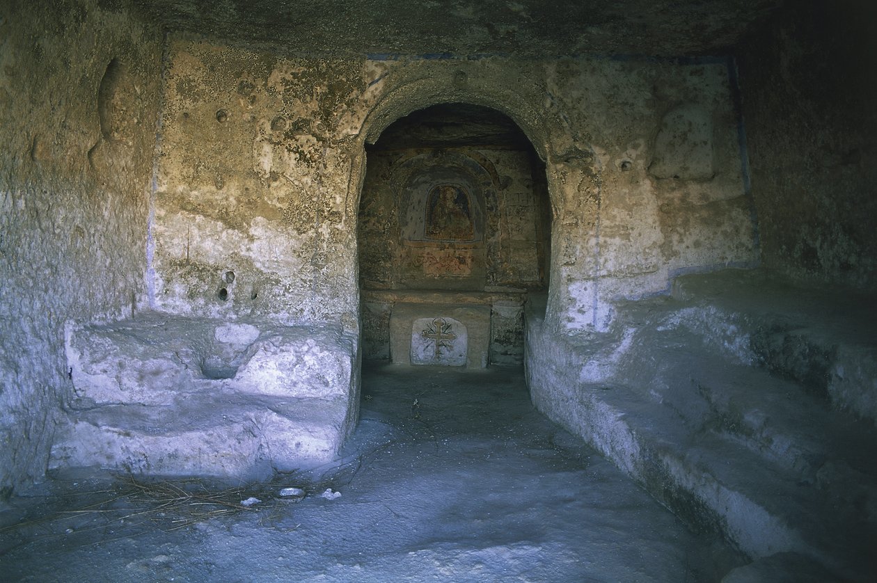 Egy templom romjai, Rocky Church, Matera, Basilicata, Olaszország alkotó: Benjamin Baud