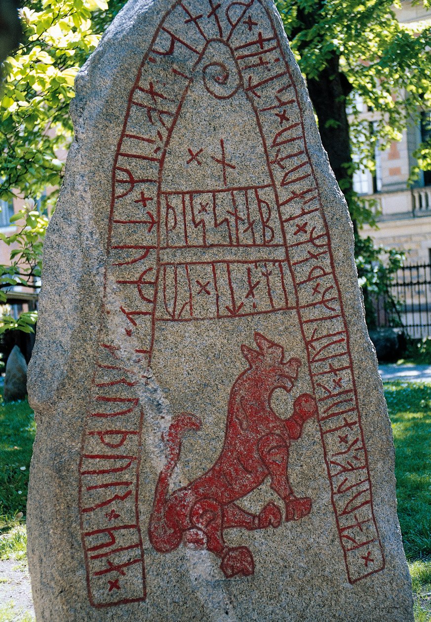 Rune Stone, Lund, Svédország. Viking civilizáció. alkotó: Benjamin Baud