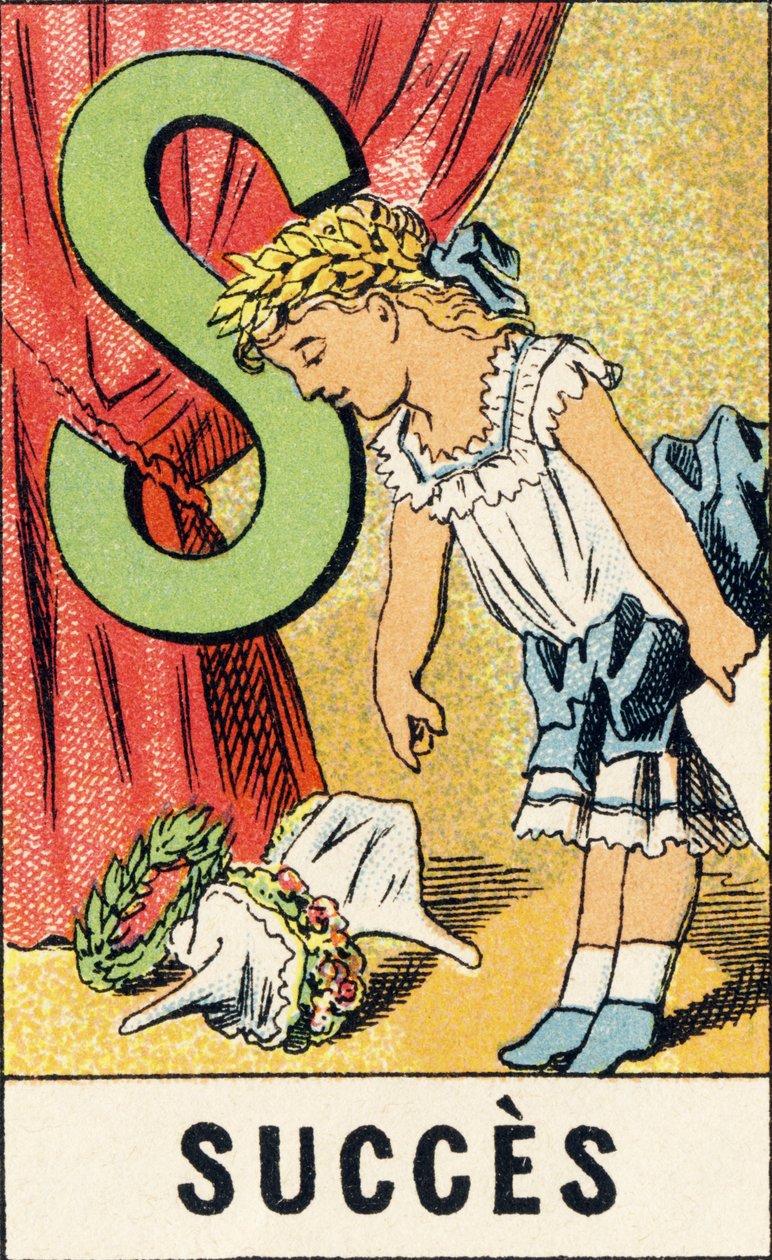S: Siker - A kislányok ABCD-jéből vett metszet. Pellerin & Cie, nyomda-kiadó, Epinal, 1890 körül. Serie A. Méretek: 19 x 13,5 cm. alkotó: Unbekannt