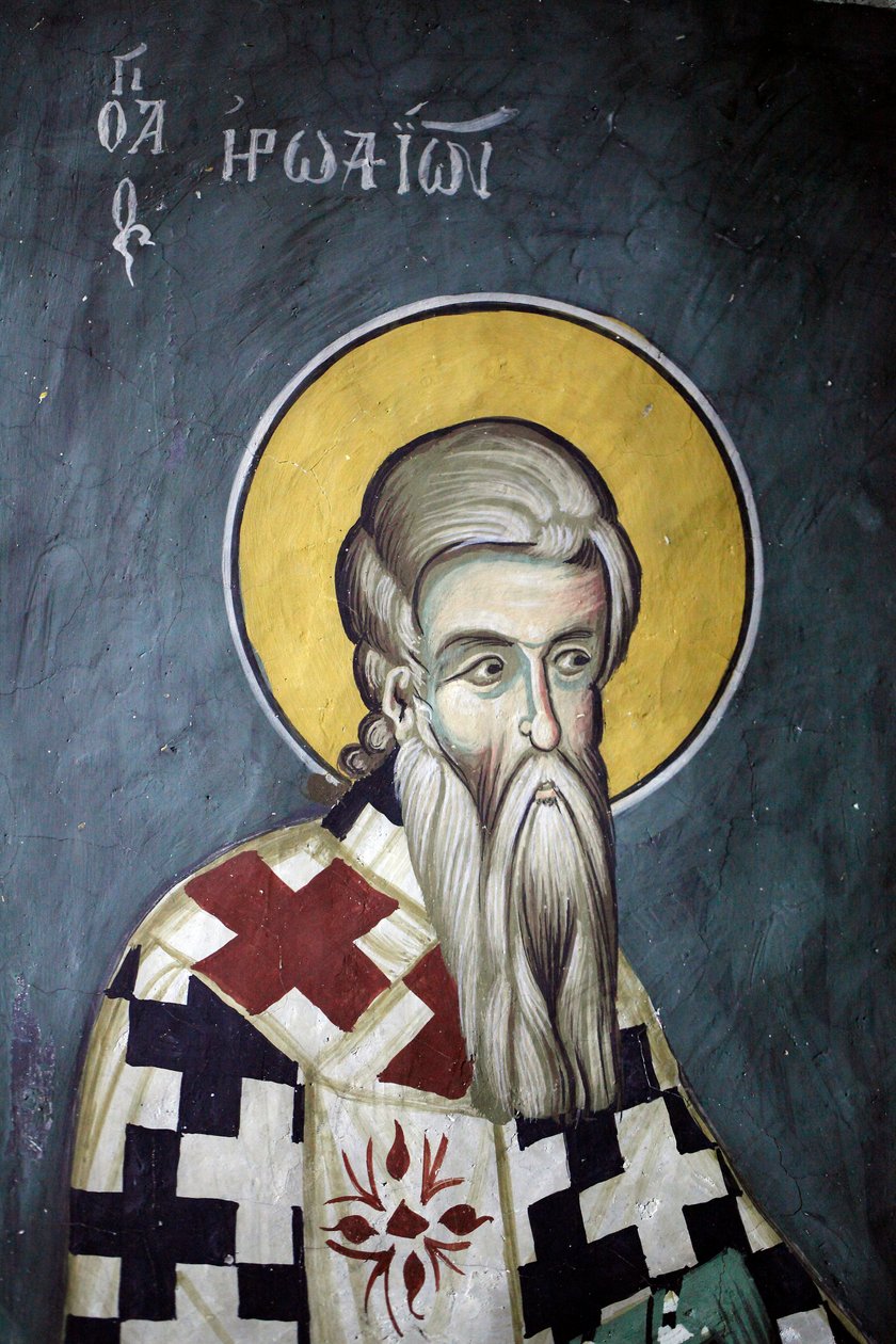 Saint-Herodion bizánci freskó az Agios Ioannis Lampadistis kolostorból, Saint-John Lampadistis 11. századi Ciprus Festett templomok UNESCO-hely Troodos, Ciprus alkotó: Unbekannt
