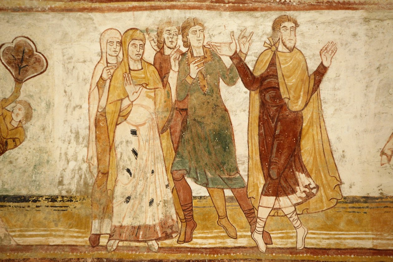 Saint-Savin sur Gartempe apátsági templom Hajóboltozat festmény: Ábrahám elvált unokaöccsétől, Lothtól (Gen 13, 8-9) Saint-Savin Franciaország alkotó: Unbekannt