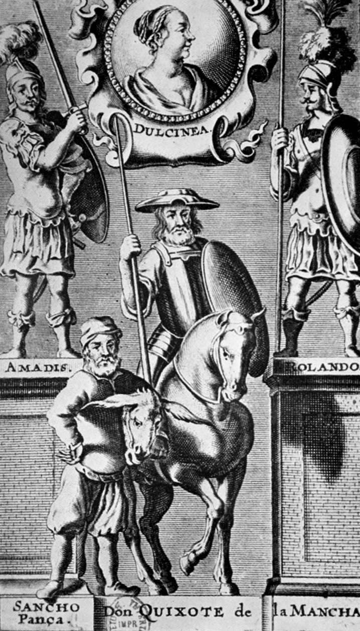 Sancho Panza és Don Quijote, Dulcinee portréja alatt (Miguel de Cervantes után) alkotó: Unbekannter Künstler