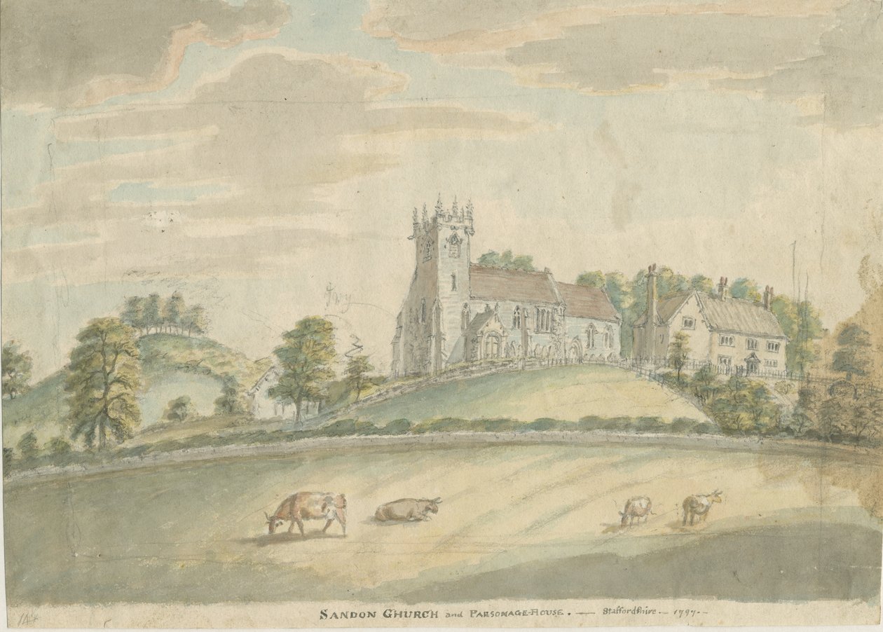 Sandon templom és plébánia: akvarell festmény, 1797 alkotó: Unbekannt