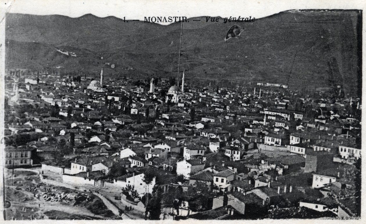 Szerbia, Monastir: a város általános képe, Monastir neve desormais Bitola, és Macedoine államban található - Képeslap 1914-1918 alkotó: William M. Timlin