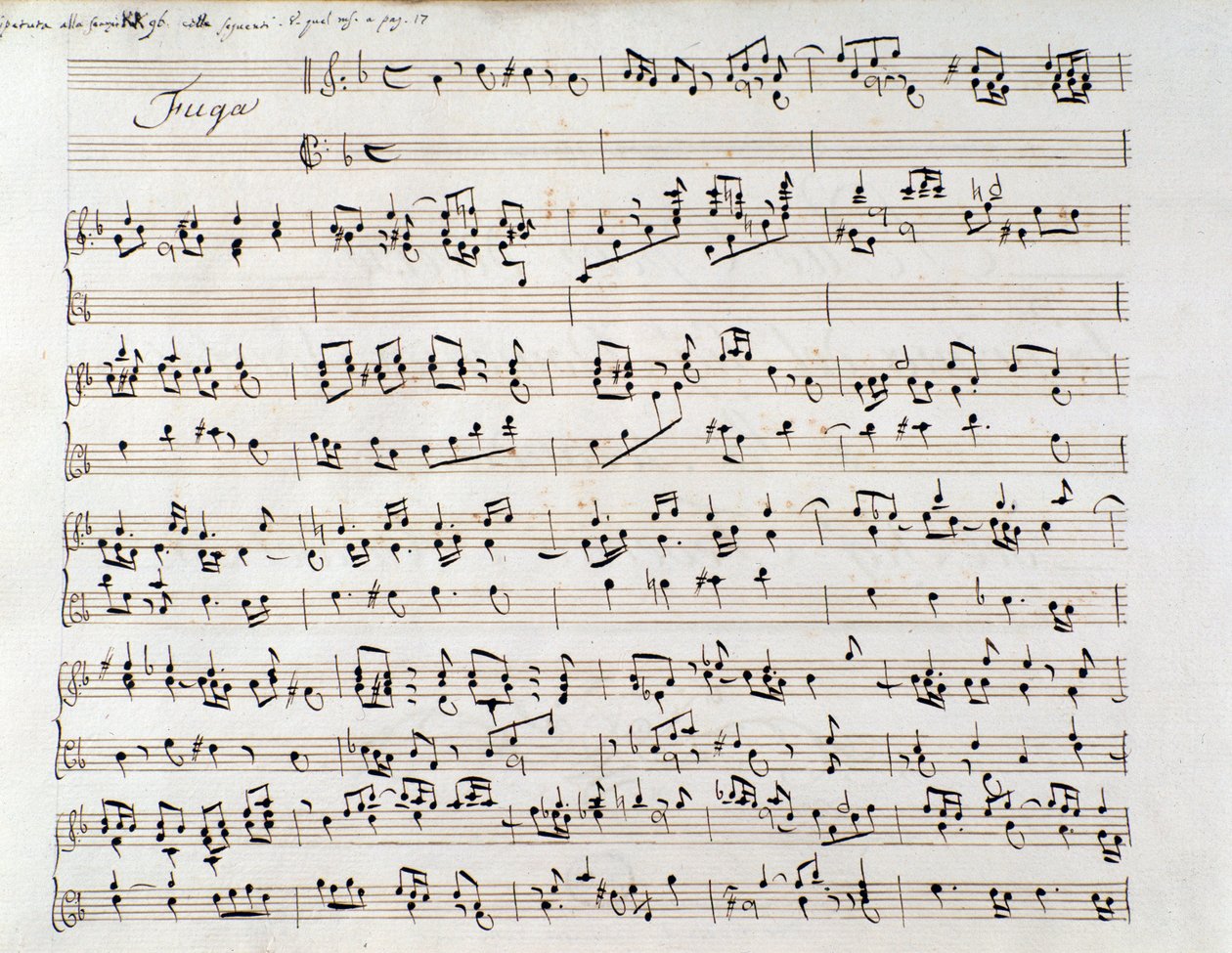 Kottalap Händel fúgájához Domenico Scarlatti és Friedrich Handel két művét tartalmazó kéziratból alkotó: Unbekannter Künstler