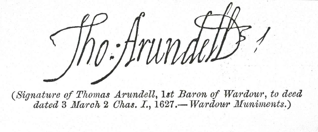 Thomas Arundell aláírása alkotó: Unbekannt