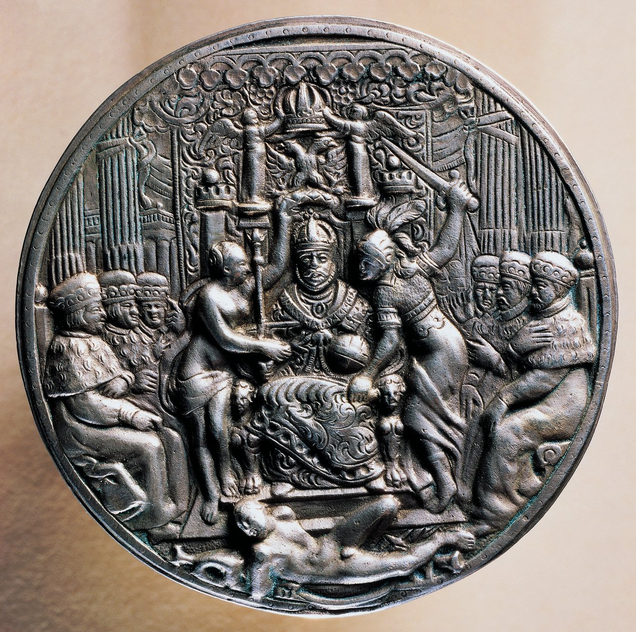 Ezüstérem Habsburg II. Rudolf császár (1552-1612) lovas arcképével. alkotó: William M. Timlin