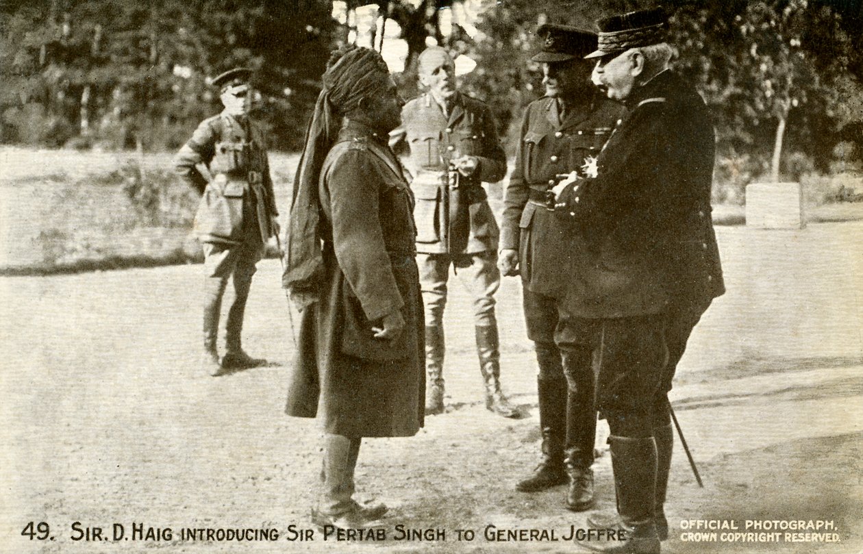 Sir Douglad Haig bemutatja Pertab Singh-et Joffre-nak. alkotó: Unbekannter Künstler