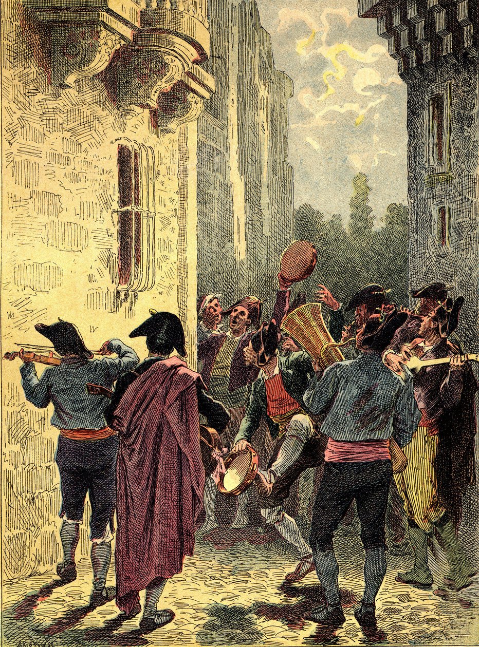 Spanyol szerenád. Metszet a "The Peoples of the Earth" 1890-es évfolyamában. alkotó: Unbekannter Künstler