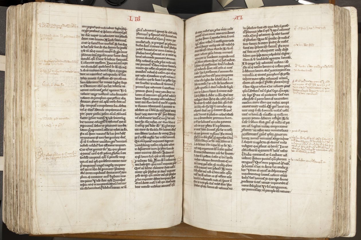 Hippói Szent Ágoston „Opera”, Fol 243 verso 244 recto, 1200 körül (toll és tinta pergamenen) alkotó: Unbekannt