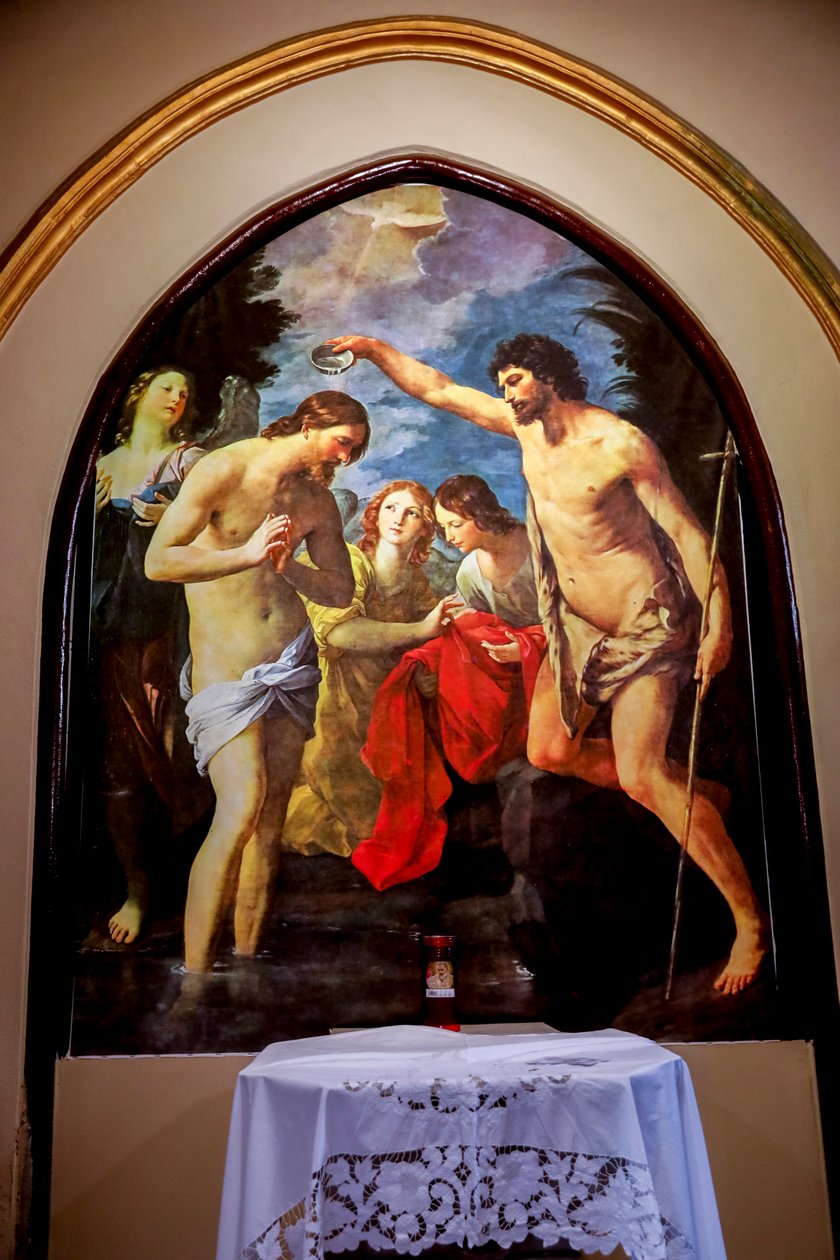 Szent Péter és Pál apostolok temploma, Palermo, Szicília, Olaszország. Krisztus megkeresztelkedése, Guido Eni 1623-as festményének másolata. (fénykép) alkotó: Unbekannt