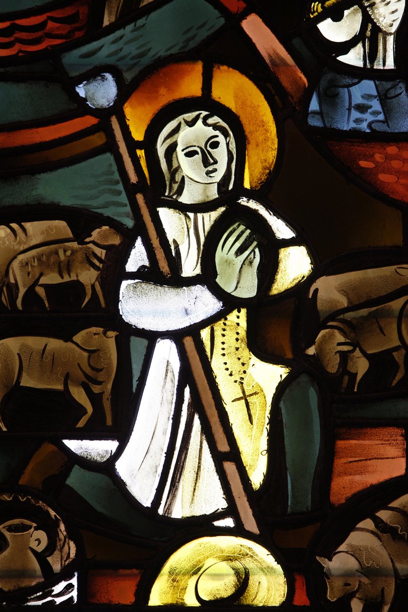 Jean-Marie Vianneyt ábrázoló ólomüveg a Notre-Dame-de-la-Trinite templomban, Blois, Franciaország alkotó: Unbekannt