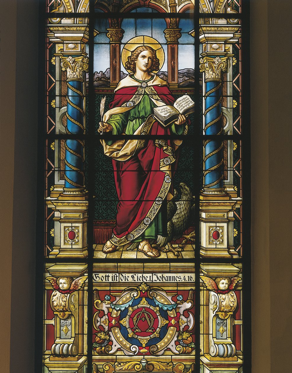 Ólomüveg ablak Szent János evangélista, Stockholm, Svédország alkotó: Benjamin Baud