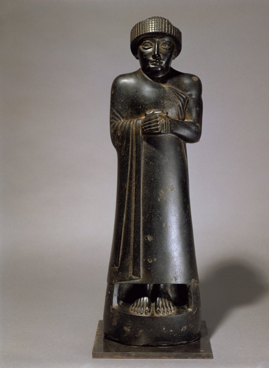 Gudea szobra, Lagash hercege, neosumer, Tellohból, az ókori Girsuból, ie 2130 körül (diorit) alkotó: Unbekannt
