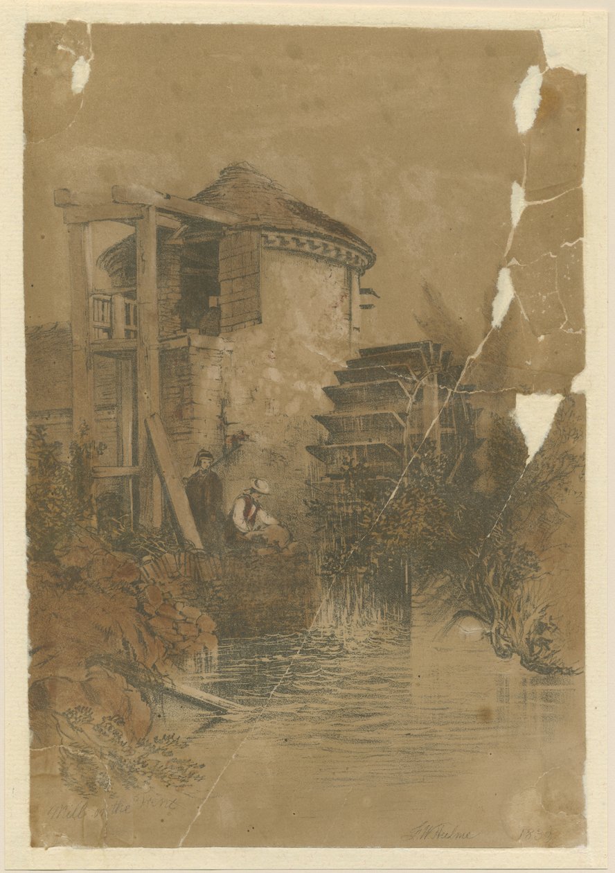 Stoke-upon-Trent – Boothen Mill: színezett litográfia, 1839 alkotó: Unbekannt
