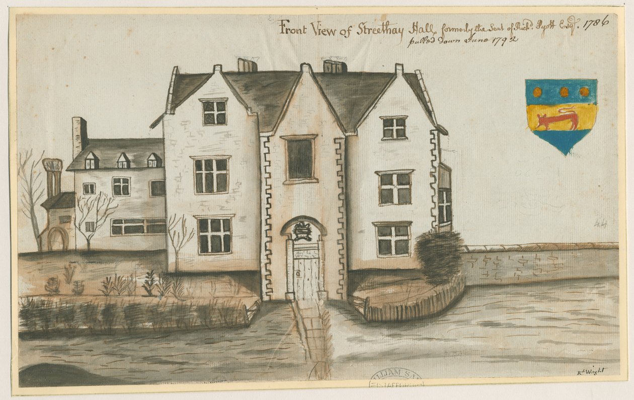 Streethay Hall: akvarell festmény, 1786 alkotó: Unbekannt