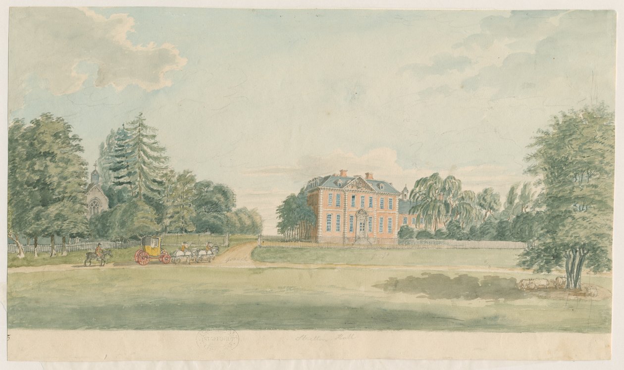 Stretton Hall: akvarellfestészet, és [18. század vége] alkotó: Unbekannt