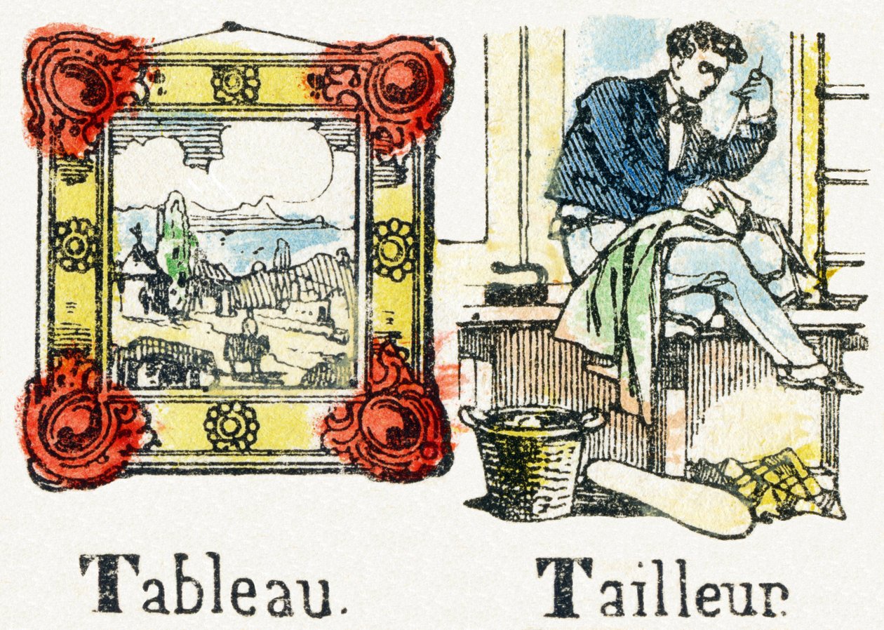 T – Tableau Tailleur – Gyermekszórakoztató ábécé 1890 körül (litográfia) alkotó: Unbekannt