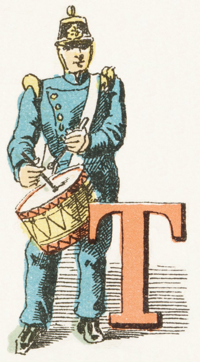 T - Tambour - Childish Alphabet, Editions Gordinne 1920 (metszet) alkotó: Unbekannt