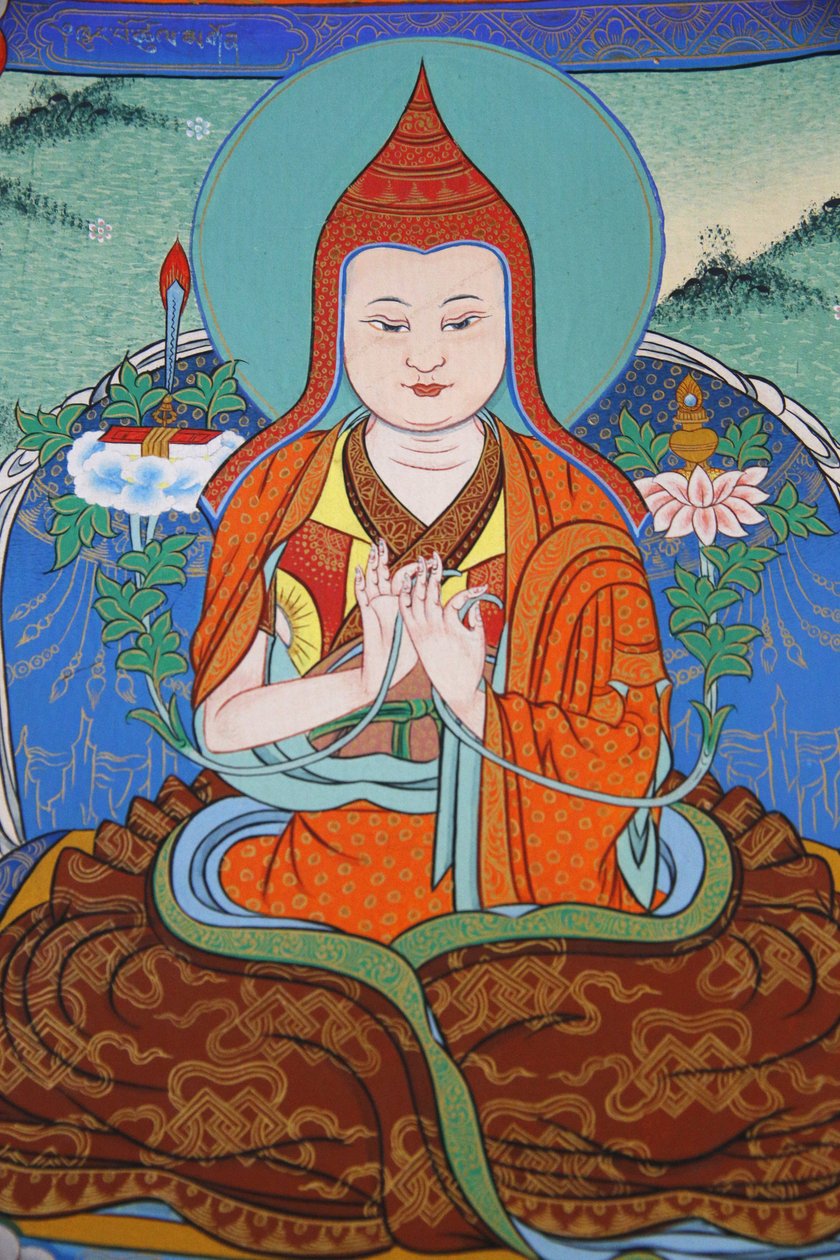 Az Ezer Buddha temploma Dashang Kagyu Ling gyülekezet Jamgon Kongtrul Lodroe Thaye szerzetes imádkozik, La Boulaye, Franciaország alkotó: Unbekannt